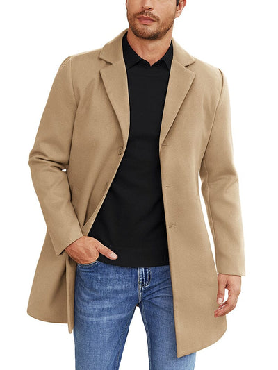 Classic Single Breasted Coat (US Only) Coat coofandy Khaki S 