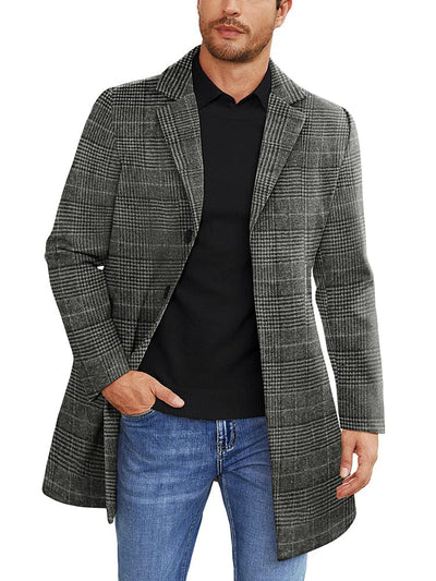 Classic Single Breasted Coat (US Only) Coat coofandy Grey Plaid S 