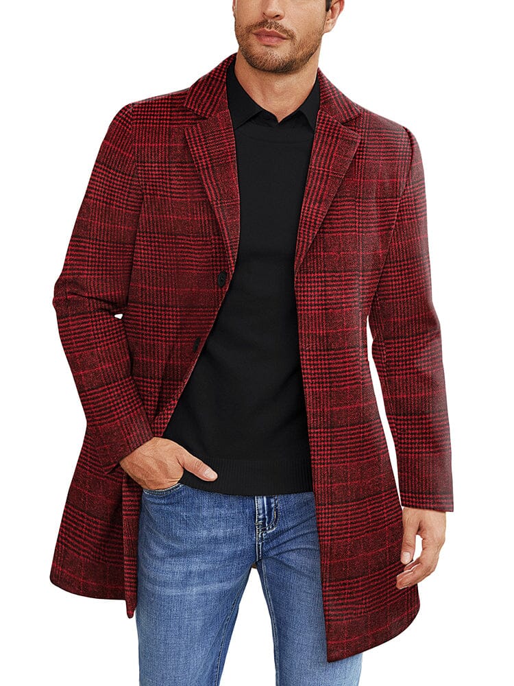 Classic Single Breasted Coat (US Only) Coat coofandy Red Plaid S 