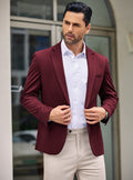 Simple One Button Blazer Jacket (US Only) Blazer coofandy Wine Red S 