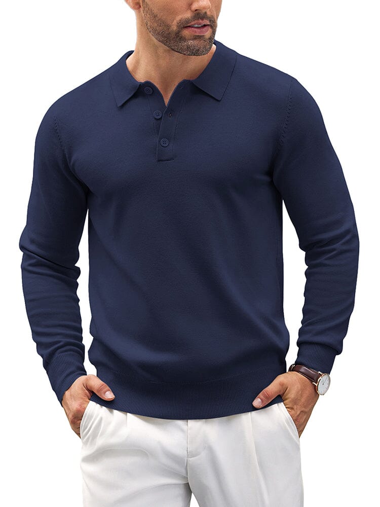 Casual Knit Polo Shirts (US Only) Polos coofandy Dark Blue S 