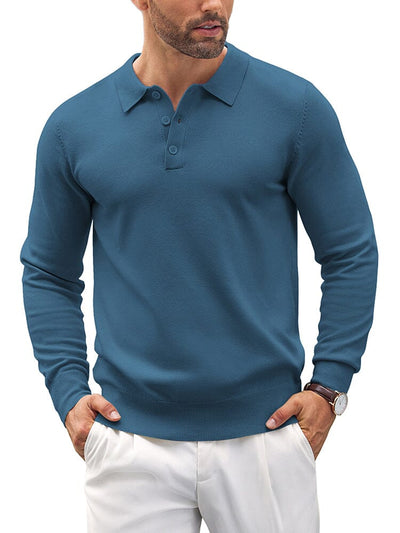Casual Knit Polo Shirts (US Only) Polos coofandy Blue S 