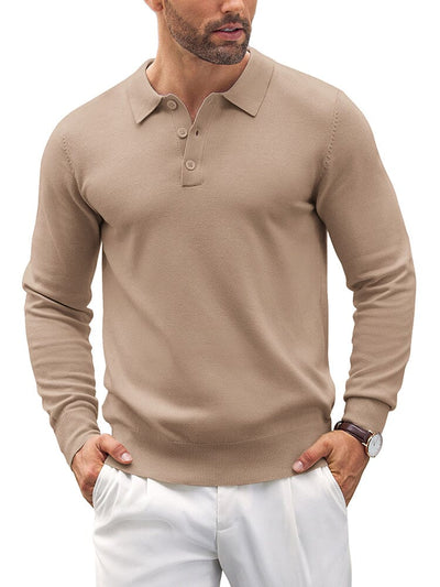 Casual Knit Polo Shirts (US Only) Polos coofandy Khaki S 