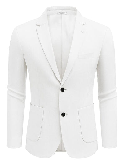 Casual Knitted Blazer Suit Jacket (US Only) Blazer coofandy White S 