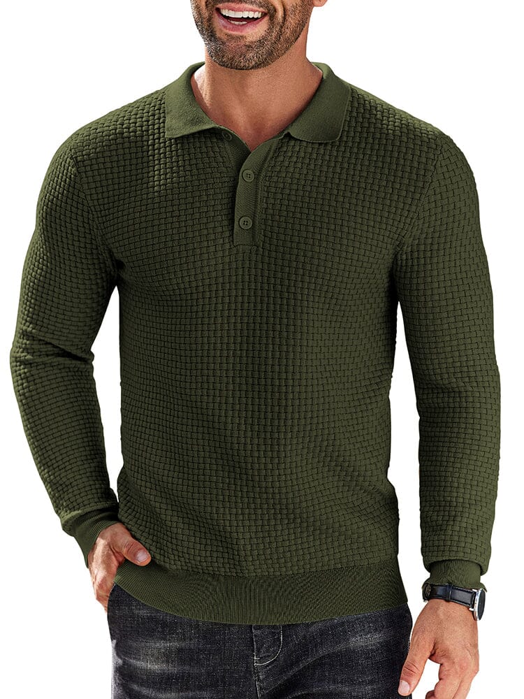 Fashion Knit Polo Collar Sweater (US Only) Sweater coofandy Army Green S 