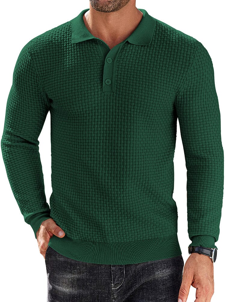 Fashion Knit Polo Collar Sweater (US Only) Sweater coofandy Green S 