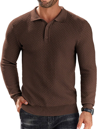 Fashion Knit Polo Collar Sweater (US Only) Sweater coofandy Brown S 