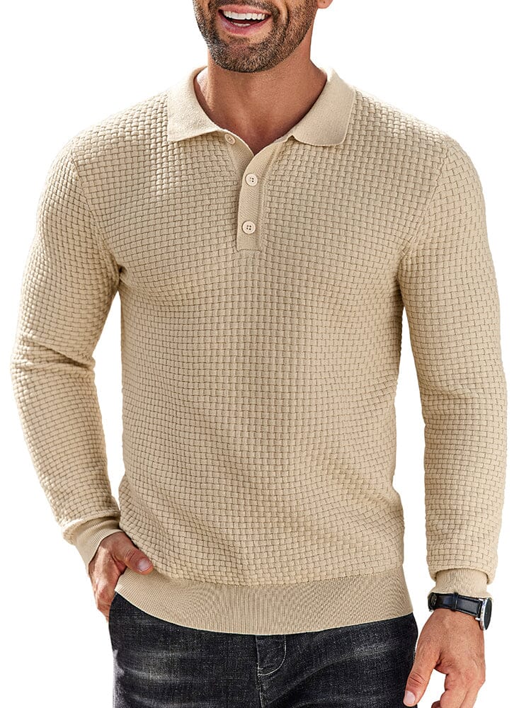 Fashion Knit Polo Collar Sweater (US Only) Sweater coofandy Beige S 