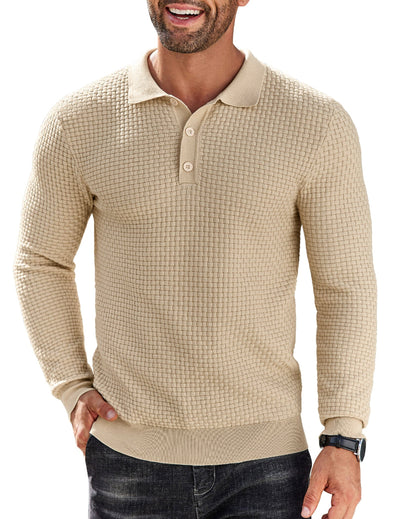 Fashion Knit Polo Collar Sweater (US Only) Sweater coofandy Beige S 