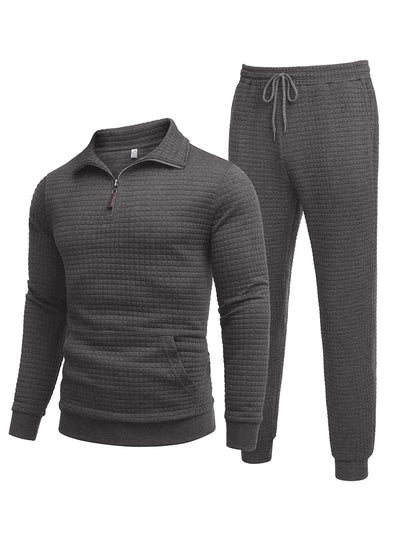 Casual Plaid Jacquard Tracksuit Set (US Only)