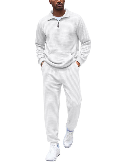 Casual Plaid Jacquard Tracksuit Set (US Only)