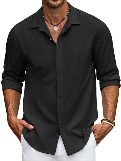 Classic Fit Long Sleeve Button Shirt (US Only) Shirts coofandy Black S 