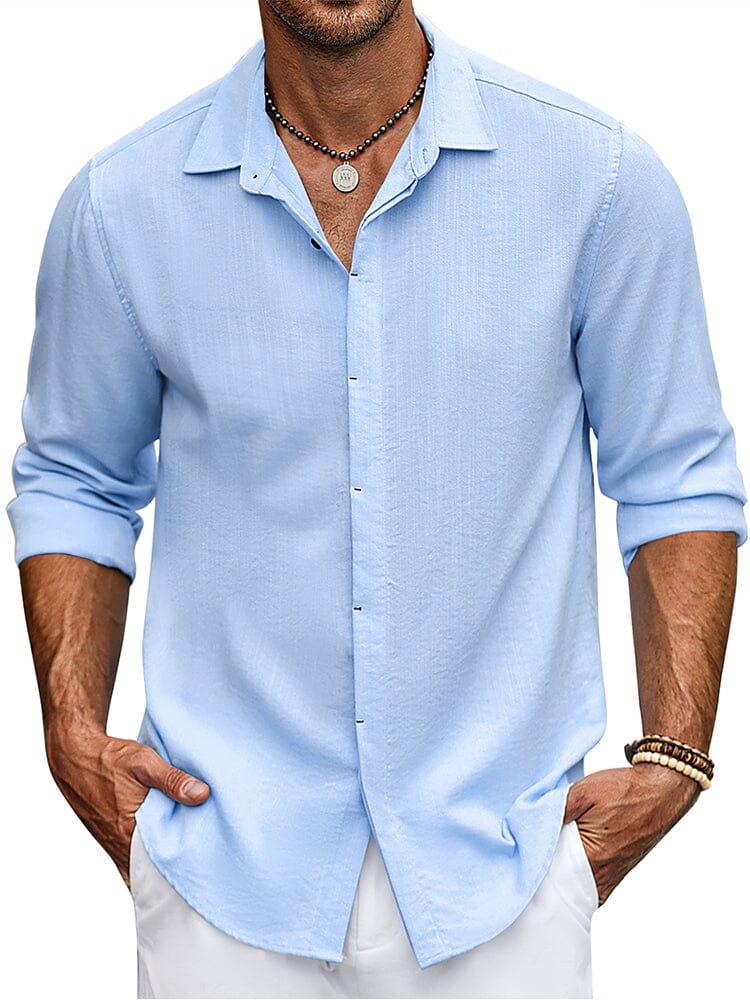 Classic Fit Long Sleeve Button Shirt (US Only) Shirts coofandy Clear Blue S 