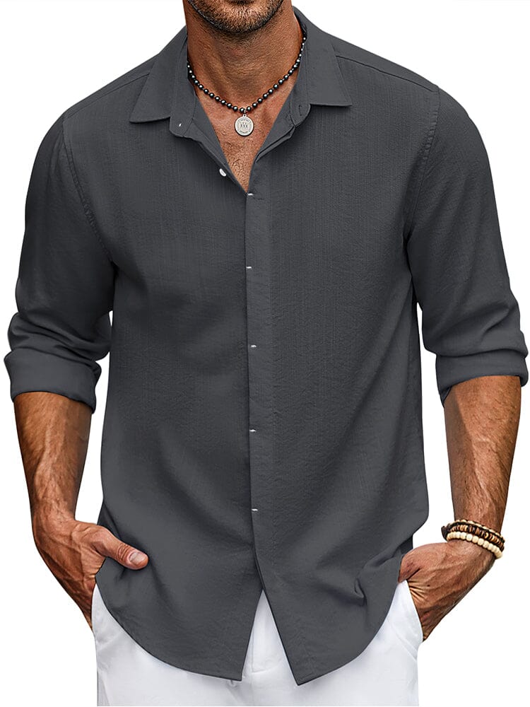 Classic Fit Long Sleeve Button Shirt (US Only) Shirts coofandy Dark Grey S 