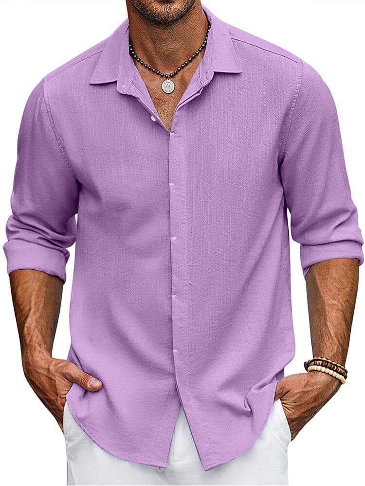 Classic Fit Long Sleeve Button Shirt (US Only) Shirts coofandy Lavender S 