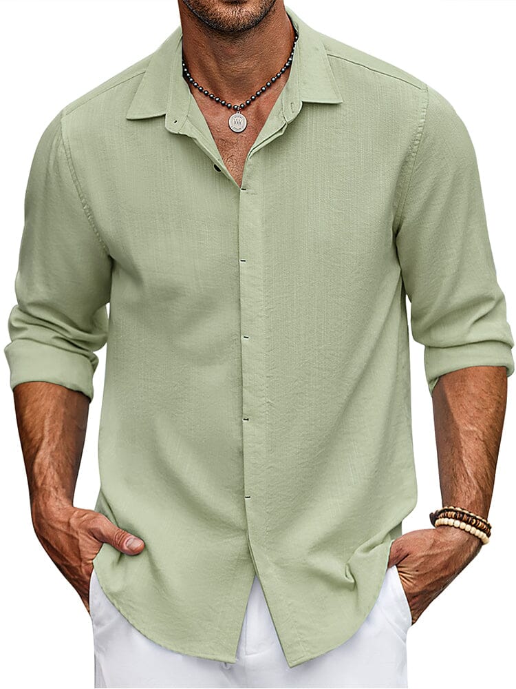 Classic Fit Long Sleeve Button Shirt (US Only) Shirts coofandy Light Green S 