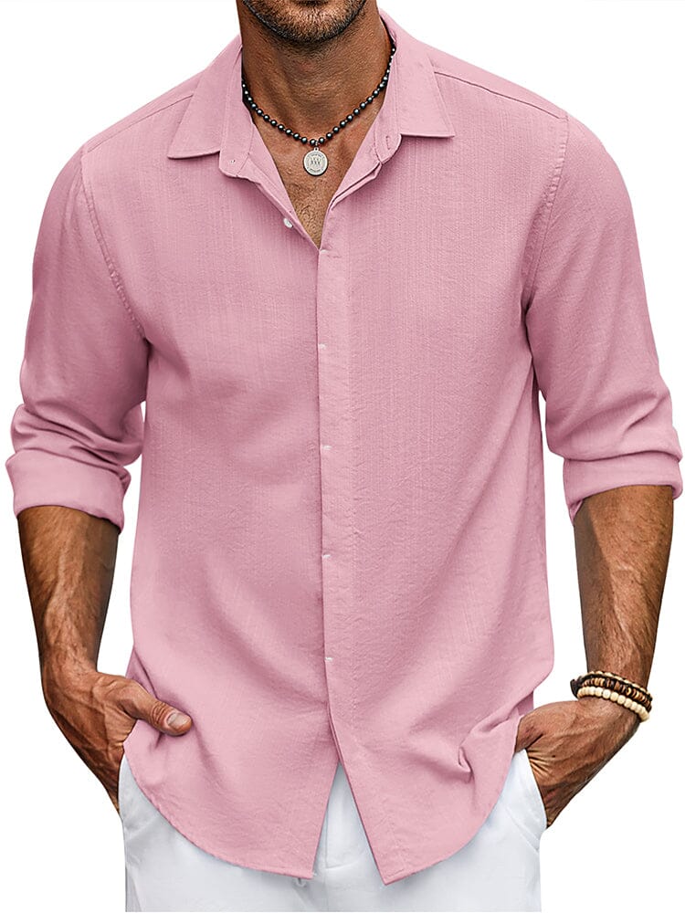 Classic Fit Long Sleeve Button Shirt (US Only) Shirts coofandy Pink S 