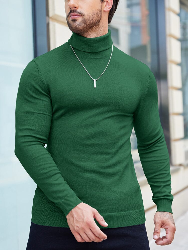 Basic Slim Fit Turtleneck Sweater (US Only) Sweater coofandy Green XS 