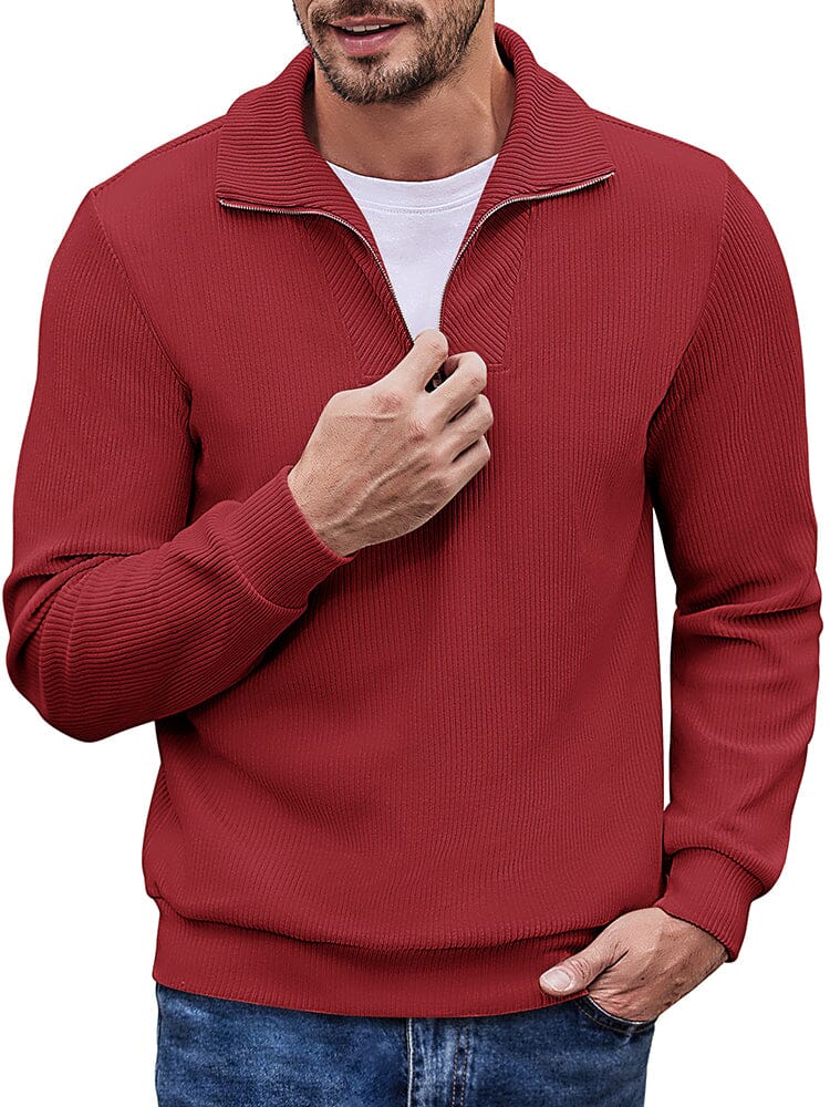 Casual Corduroy Polo Collar Pullover (US Local) Polos coofandy Wine Red S 