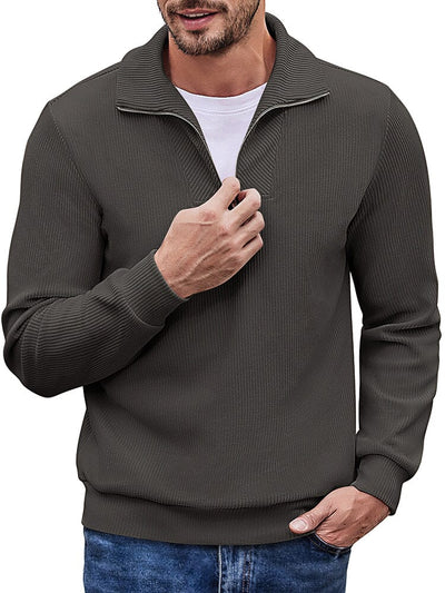 Casual Corduroy Polo Collar Pullover (US Local) Polos coofandy Dark Grey S 