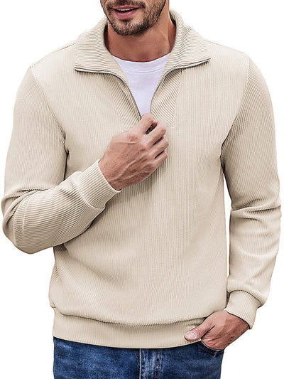 Casual Corduroy Polo Collar Pullover (US Local) Polos coofandy Beige S 