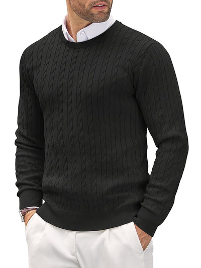 Classic Cable Knitted Pullover Sweater coofandy Black S 