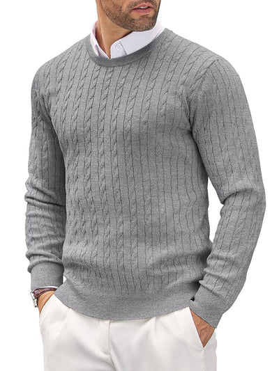 Classic Cable Knitted Pullover Sweater coofandy Grey S 