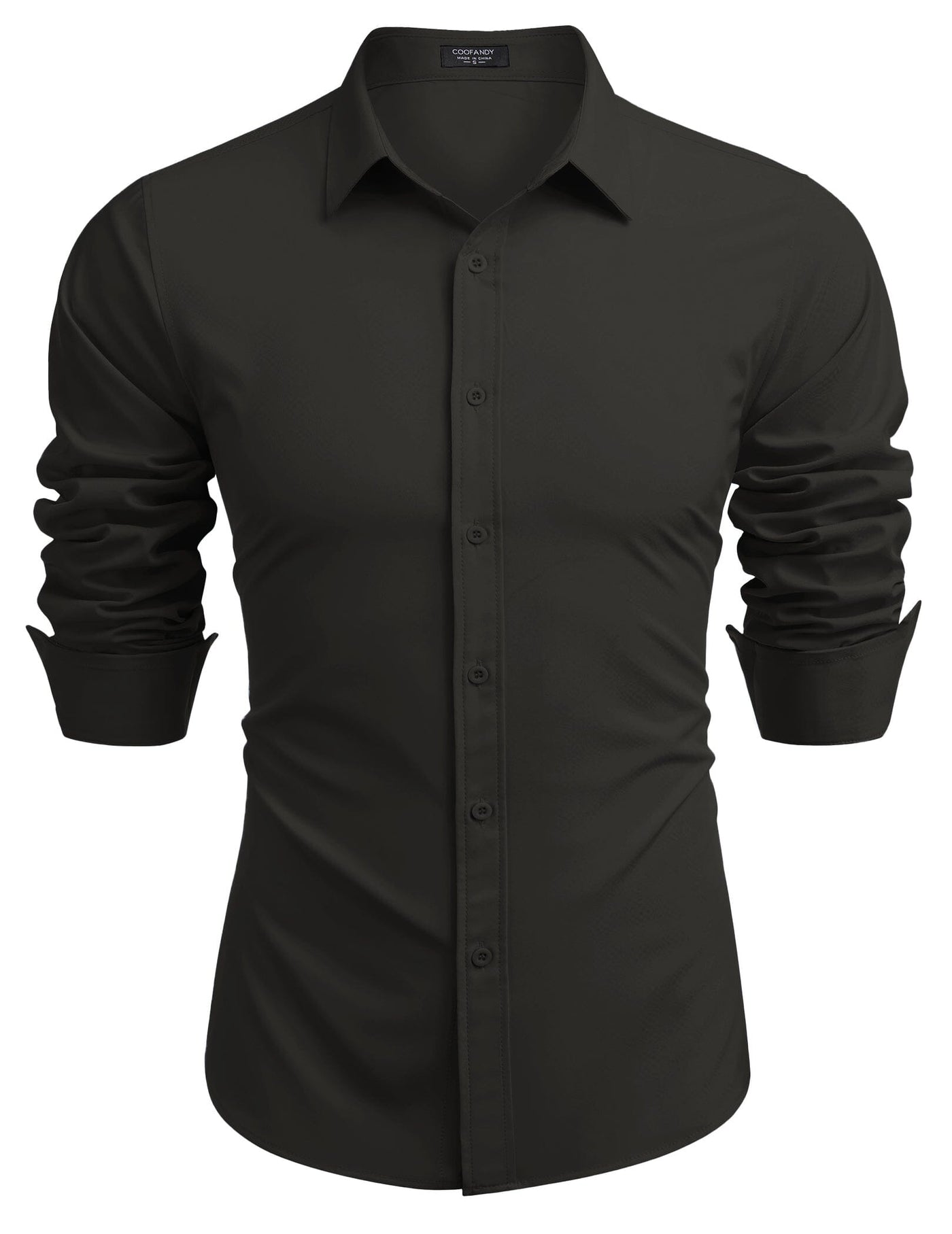 Casual Regular Fit Dress Shirt (US Only) Shirts coofandy Black S 