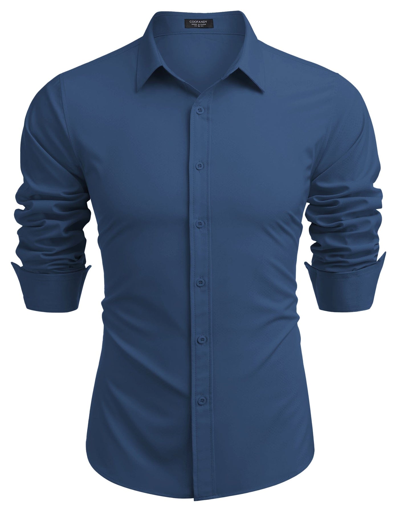 Casual Regular Fit Dress Shirt (US Only) Shirts coofandy Dark Blue S 