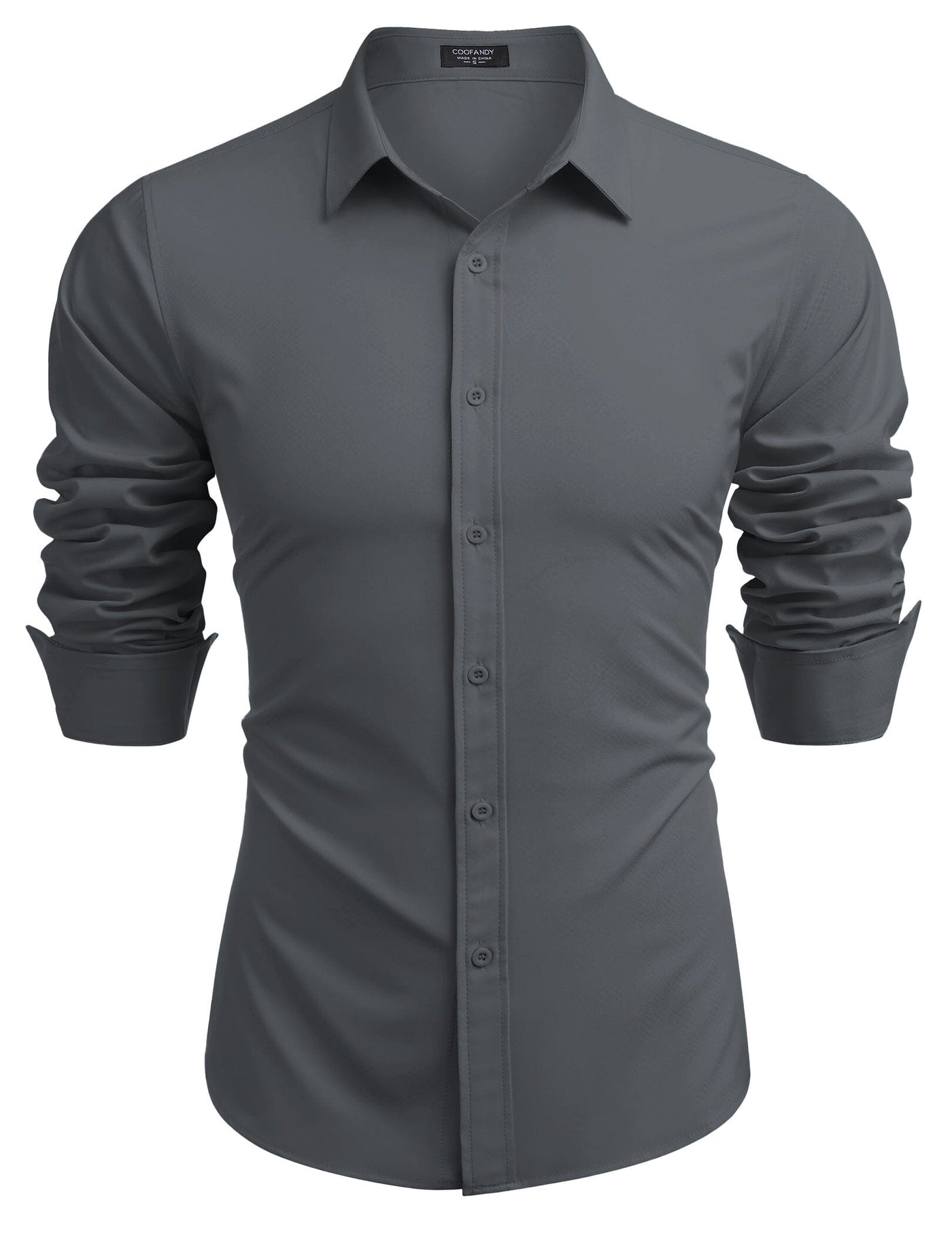 Casual Regular Fit Dress Shirt (US Only) Shirts coofandy Dark Grey S 