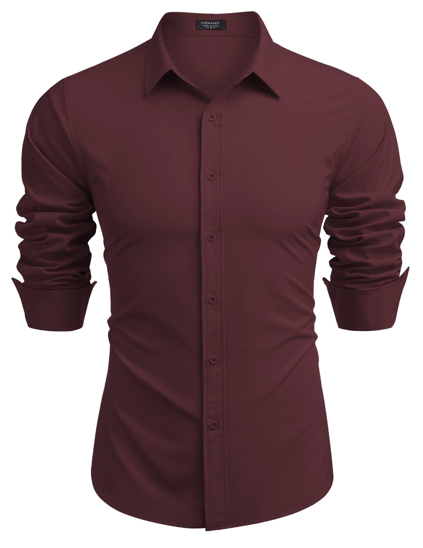 Casual Regular Fit Dress Shirt (US Only) Shirts coofandy Wine Red S 