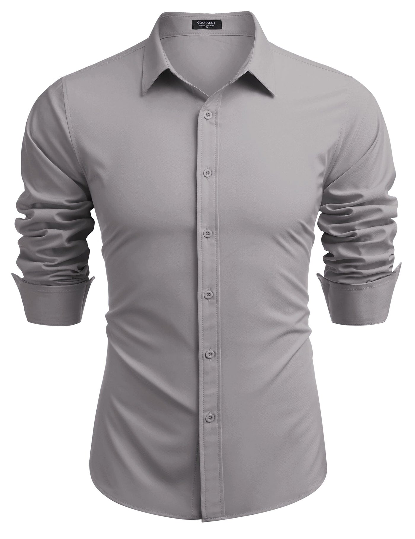 Casual Regular Fit Dress Shirt (US Only) Shirts coofandy Light Grey S 