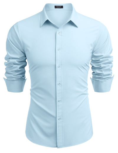 Casual Regular Fit Dress Shirt (US Only) Shirts coofandy Clear Blue S 