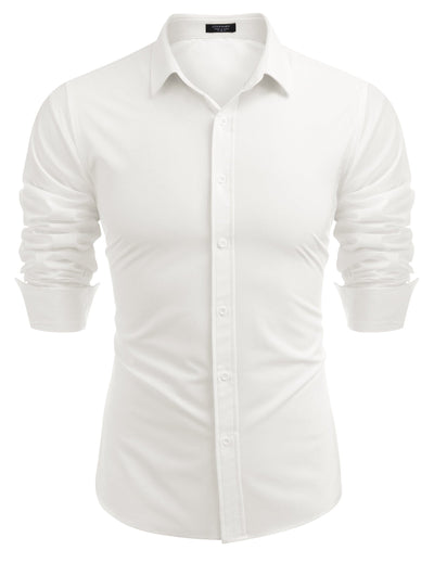 Casual Regular Fit Dress Shirt (US Only) Shirts coofandy White S 