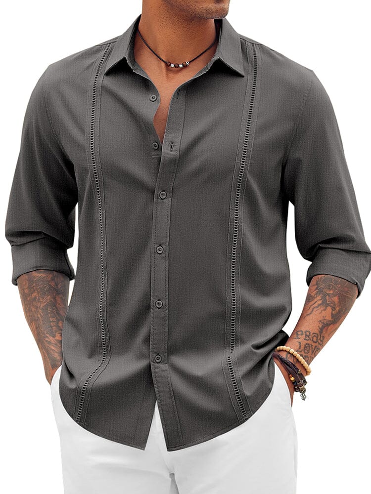 Classic Cuban Guayabera Beach Shirt (US Only) Shirts & Polos coofandy Dark Grey S 
