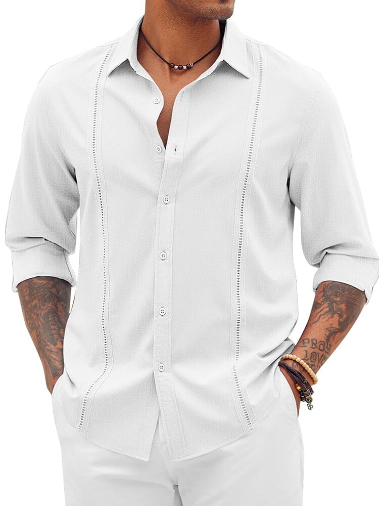 Classic Cuban Guayabera Beach Shirt (US Only) Shirts & Polos coofandy White S 