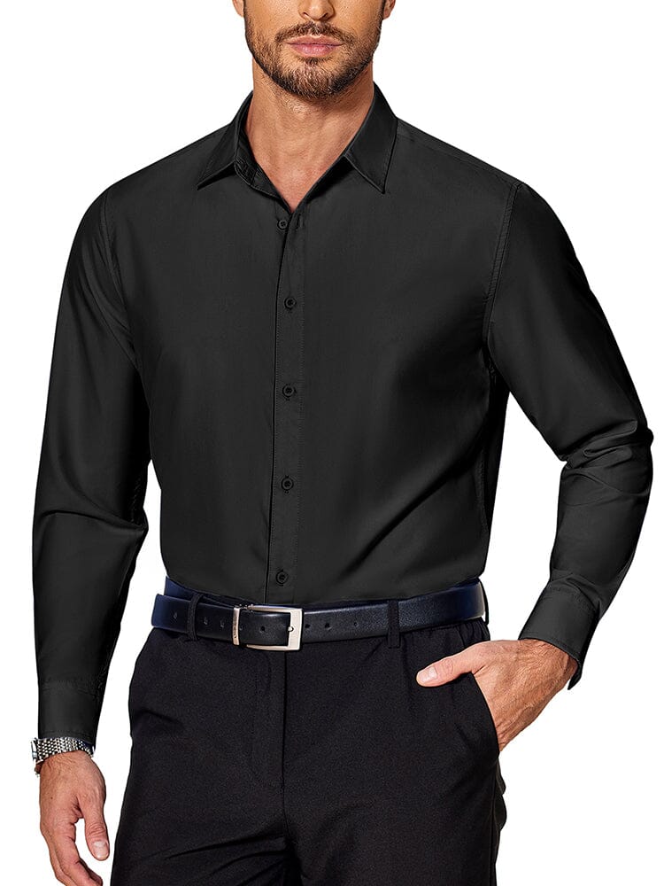 Premium Wrinkle Free Dress Shirt (US Only) Shirts coofandy Black S 