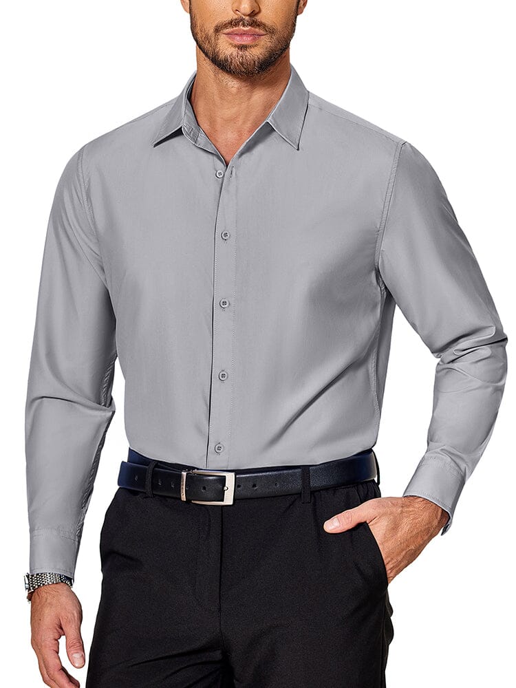 Premium Wrinkle Free Dress Shirt (US Only) Shirts coofandy Light Grey S 