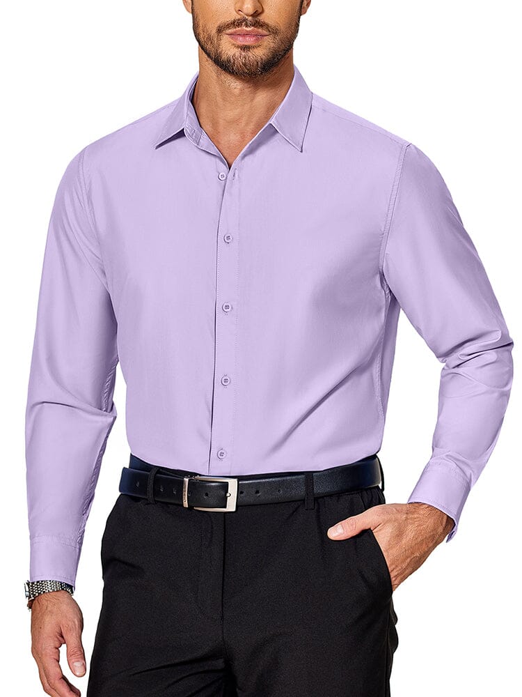 Premium Wrinkle Free Dress Shirt (US Only) Shirts coofandy Light Purple S 