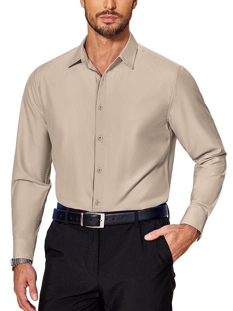 Premium Wrinkle Free Dress Shirt (US Only) Shirts coofandy Khaki S 