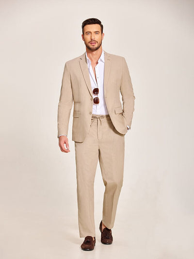 Casual Linen Blend 2-Piece Suit Sets (US Only) Suit Set coofandy 