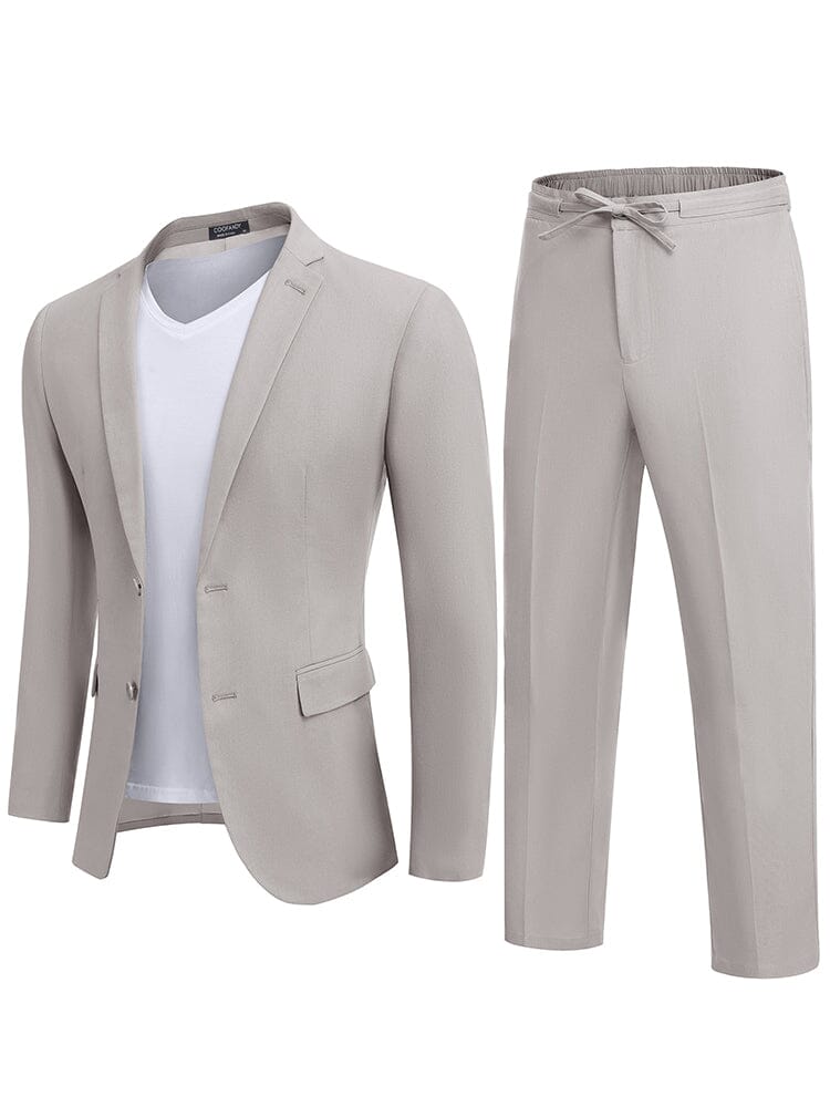 Casual Linen Blend 2-Piece Suit Sets (US Only) Suit Set coofandy Grey S 
