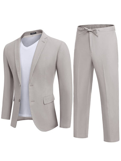 Casual Linen Blend 2-Piece Suit Sets (US Only) Suit Set coofandy Grey S 