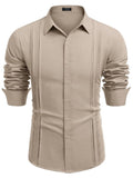 Casual Button Down Pleated Shirts (US Only) Shirts & Polos coofandy Khaki S 