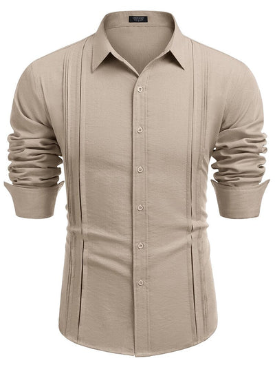 Casual Button Down Pleated Shirts (US Only) Shirts & Polos coofandy Khaki S 