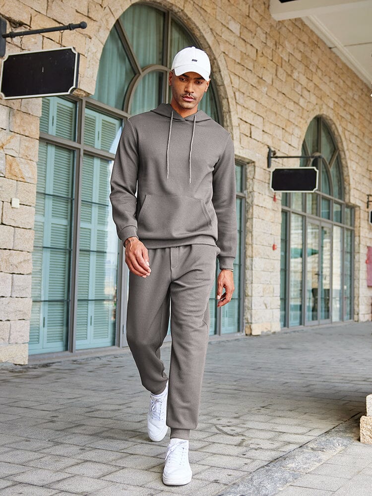 Waffle 2-Piece Hoodie Jogging Set (US Only) Sports Set coofandy 