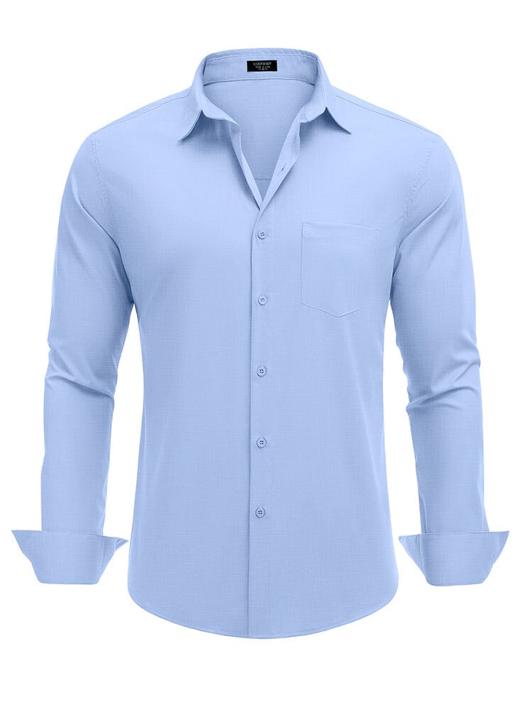 Muscle Fit Wrinkle Free Business Shirt (US Only) Shirts & Polos coofandy Clear Blue S 