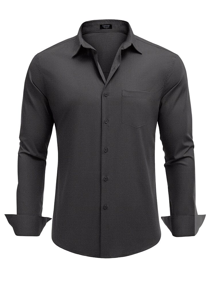 Muscle Fit Wrinkle Free Business Shirt (US Only) Shirts & Polos coofandy Dark Grey S 