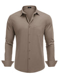 Muscle Fit Wrinkle Free Business Shirt (US Only) Shirts & Polos coofandy Khaki S 