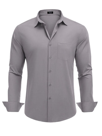 Muscle Fit Wrinkle Free Business Shirt (US Only) Shirts & Polos coofandy Light Grey S 